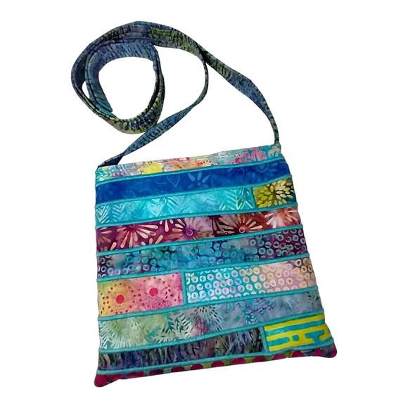 Handmade SieberDesigns Multicolored Batik Crossbody Purse Adjustable Strap - Picture 2 of 8